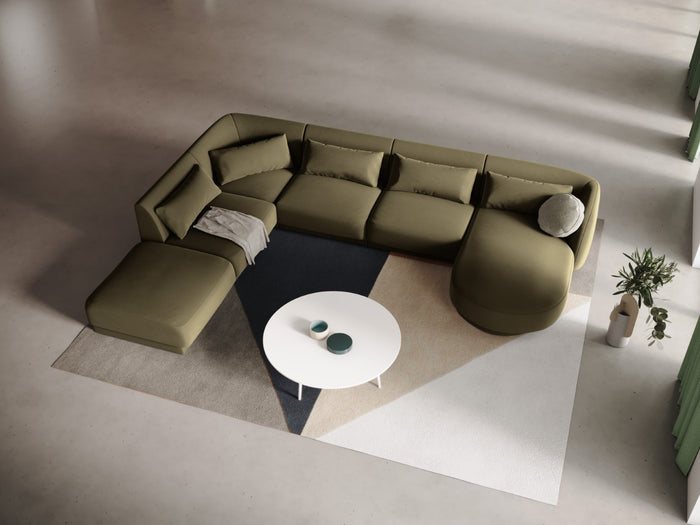 Cosmopolitan Design - Divano panoramico sinistro "Tulum" 6 posti in velluto verde 