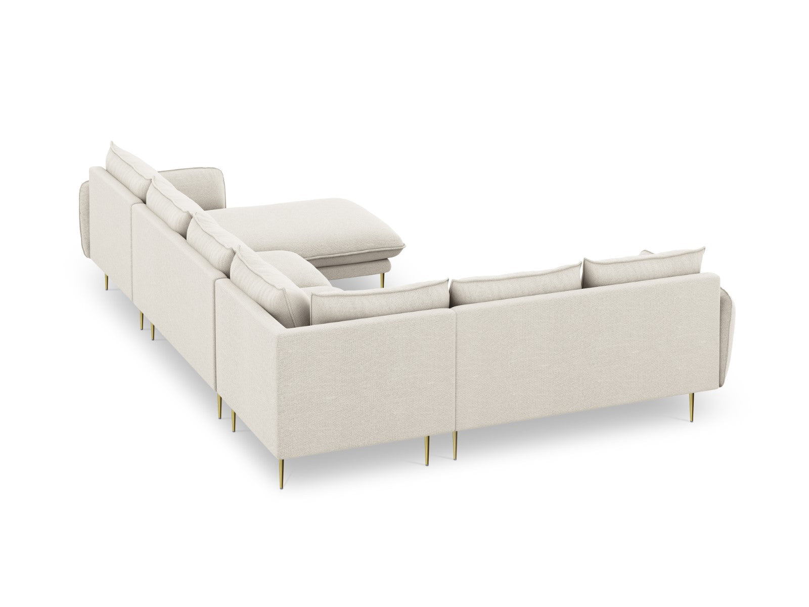 Cosmopolitan Design - Divano panoramico sinistro "Vienna" 7 posti in tessuto strutturato beige chiaro 