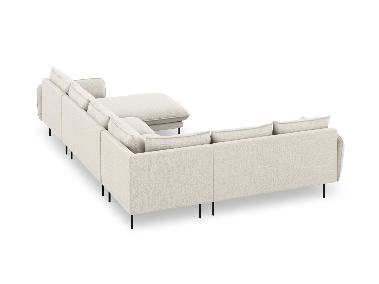 Cosmopolitan Design - Divano panoramico sinistro "Vienna" 7 posti in tessuto strutturato beige chiaro 