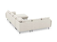 Cosmopolitan Design - Divano panoramico sinistro "Vienna" 7 posti in tessuto strutturato beige chiaro 