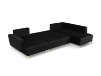Cosmopolitan Design - Divano panoramico convertibile destro con contenitore "Kyoto" 7 posti in velluto nero 