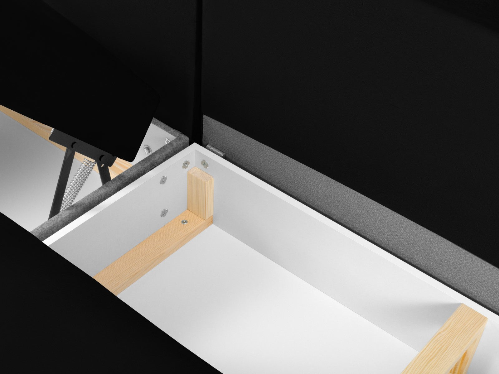 Cosmopolitan Design - Divano panoramico convertibile destro con contenitore "Kyoto" 7 posti in velluto nero 