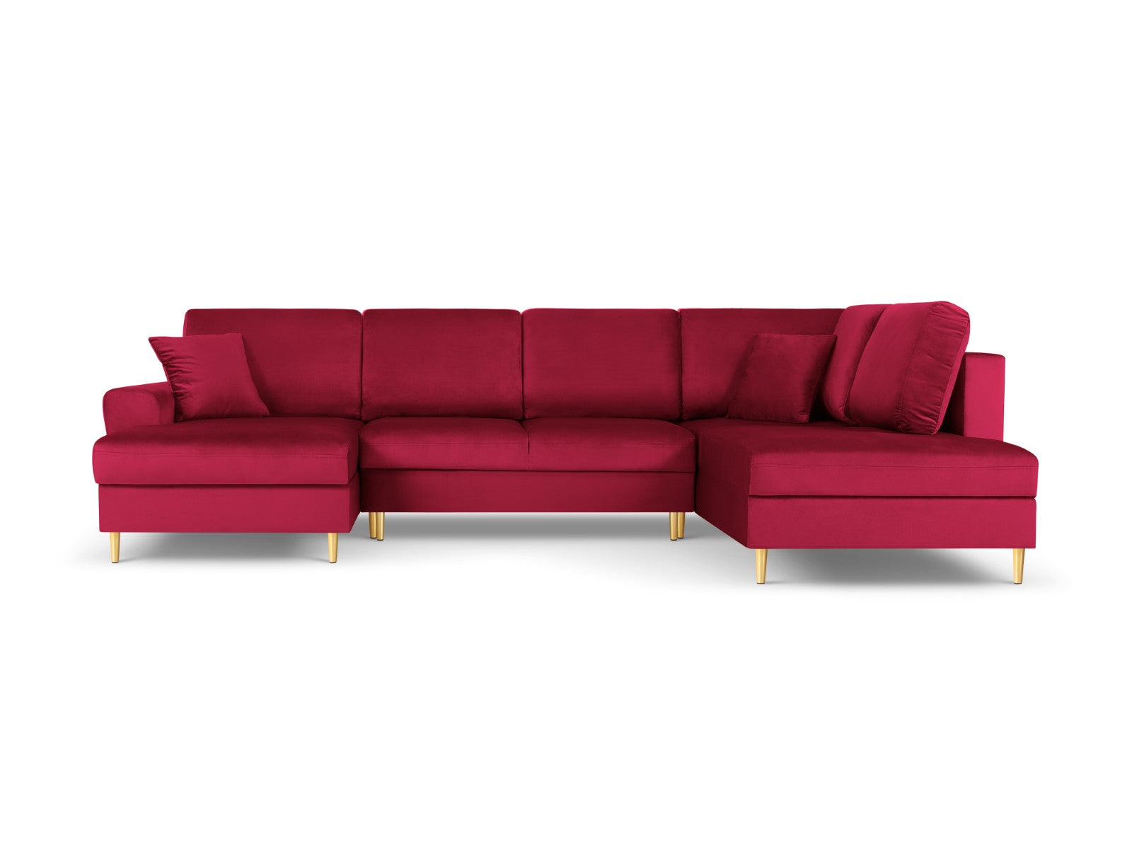 Cosmopolitan Design - Divano panoramico convertibile destro con contenitore "Kyoto" 7 posti in velluto rosso 