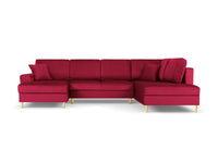 Cosmopolitan Design - Divano panoramico convertibile destro con contenitore "Kyoto" 7 posti in velluto rosso 