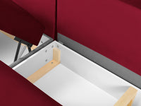 Cosmopolitan Design - Divano panoramico convertibile destro con contenitore "Kyoto" 7 posti in velluto rosso 