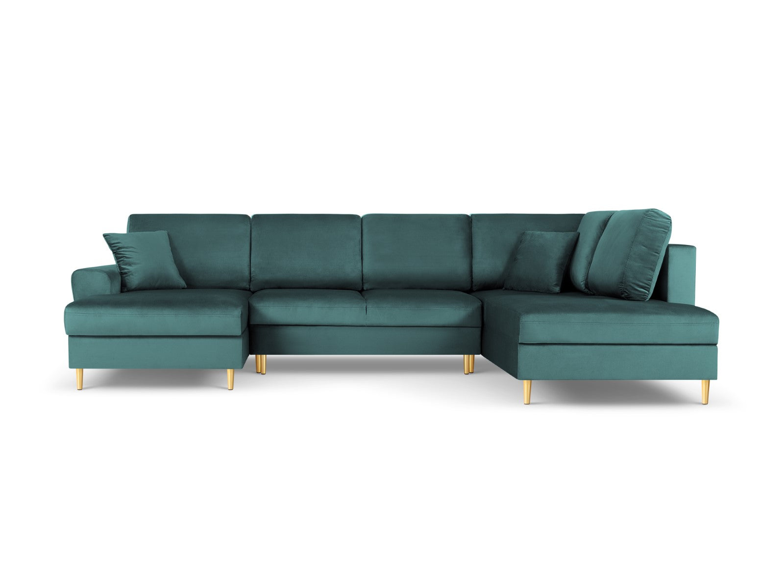 Cosmopolitan Design - Divano panoramico convertibile destro con contenitore "Kyoto" 7 posti in velluto petrolio 