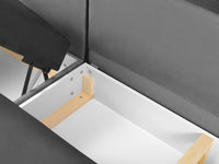 Cosmopolitan Design - Divano panoramico convertibile destro con contenitore "Kyoto" 7 posti in velluto grigio chiaro 