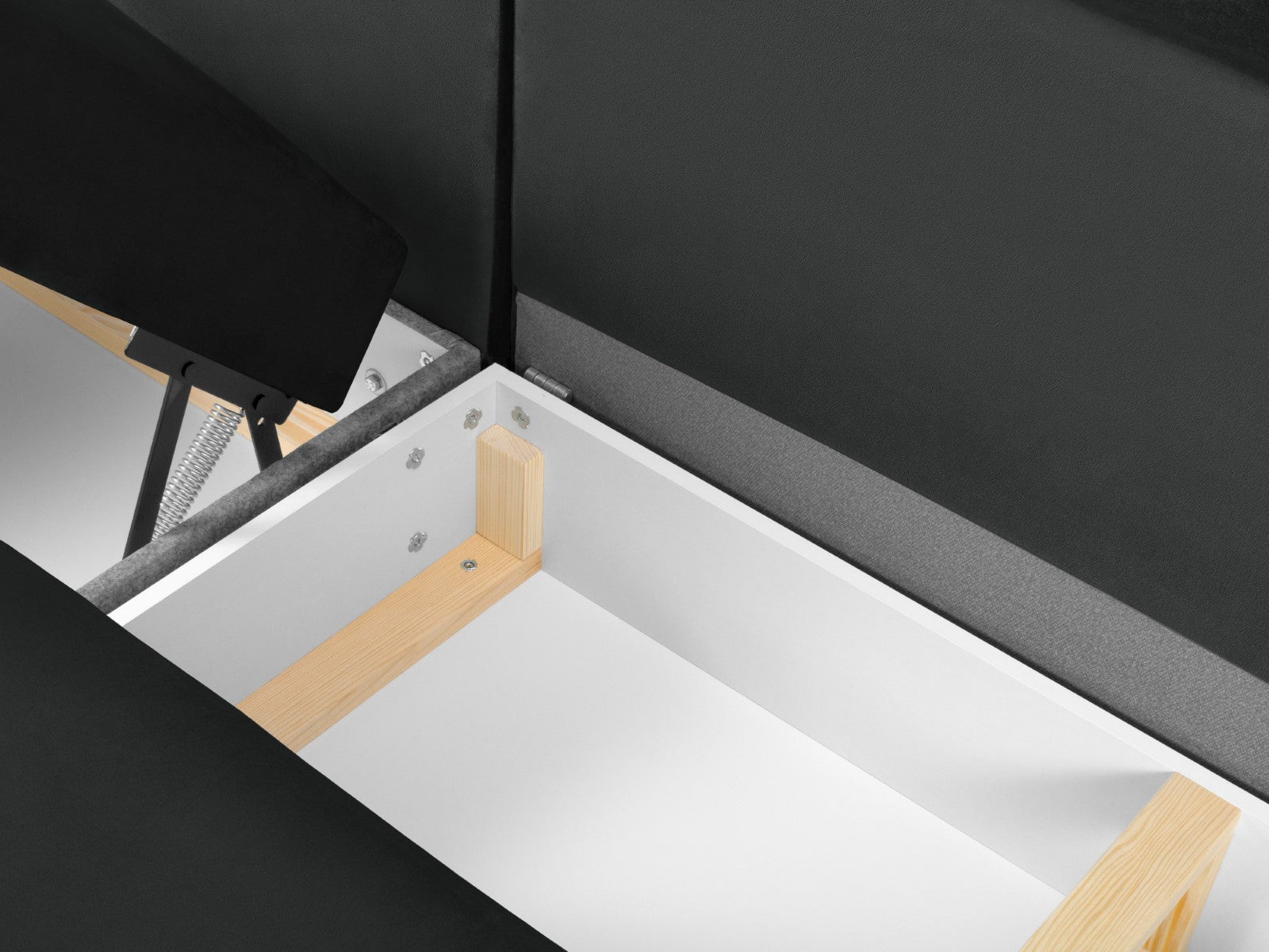 Cosmopolitan Design - Divano panoramico convertibile destro con contenitore "Kyoto" 7 posti in velluto grigio scuro 