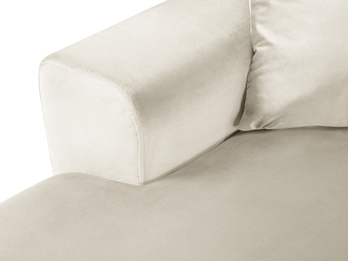 Cosmopolitan Design - Divano panoramico convertibile destro con contenitore "Kyoto" 7 posti in velluto beige chiaro 