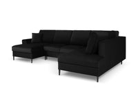 Cosmopolitan Design - Divano panoramico convertibile destro con contenitore "Kyoto" 7 posti in velluto nero 