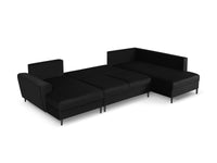 Cosmopolitan Design - Divano panoramico convertibile destro con contenitore "Kyoto" 7 posti in velluto nero 