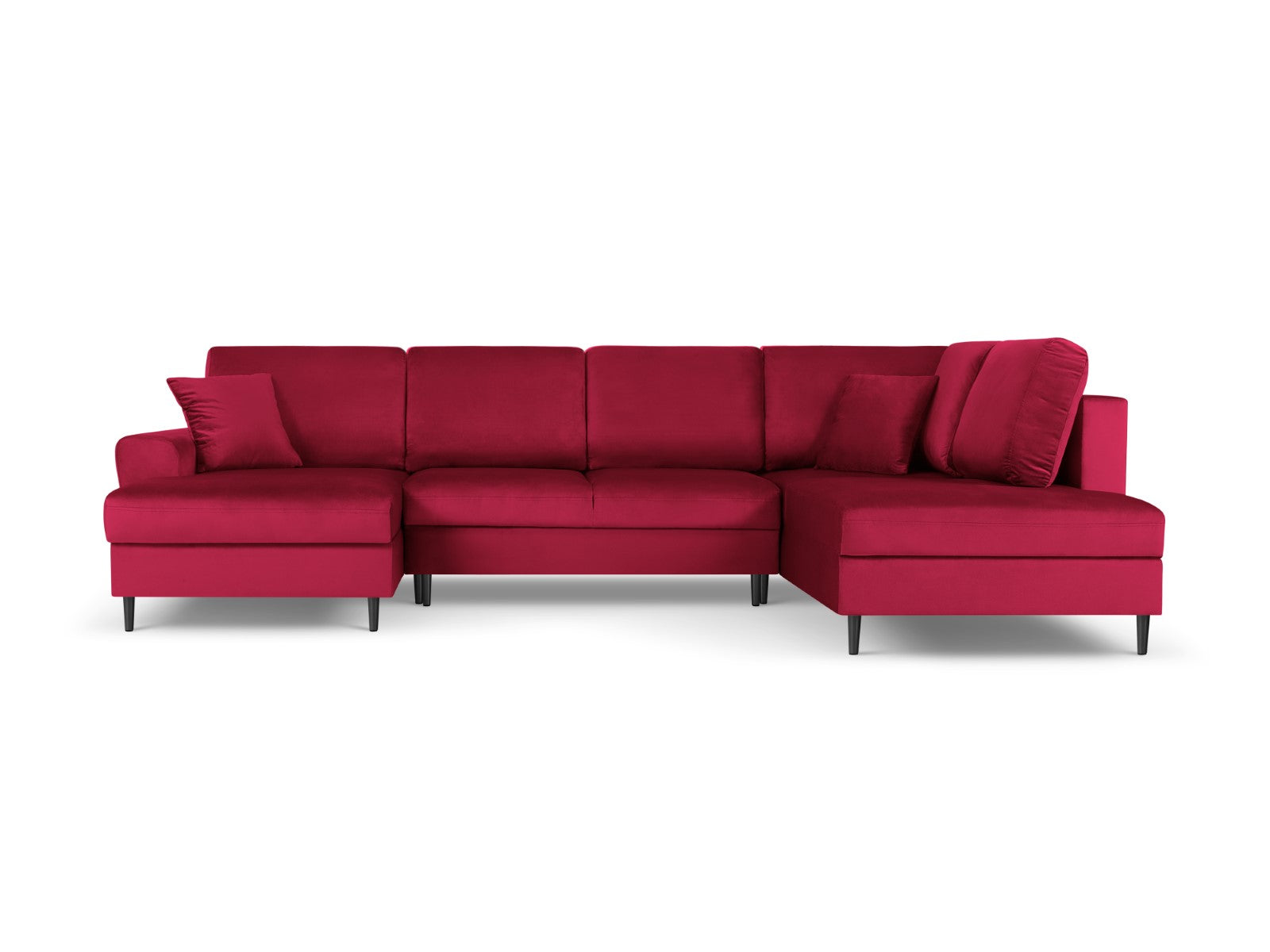 Cosmopolitan Design - Divano panoramico convertibile destro con contenitore "Kyoto" 7 posti in velluto rosso 