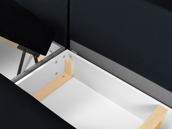 Cosmopolitan Design - Divano panoramico convertibile destro con contenitore "Kyoto" 7 posti in velluto blu scuro 