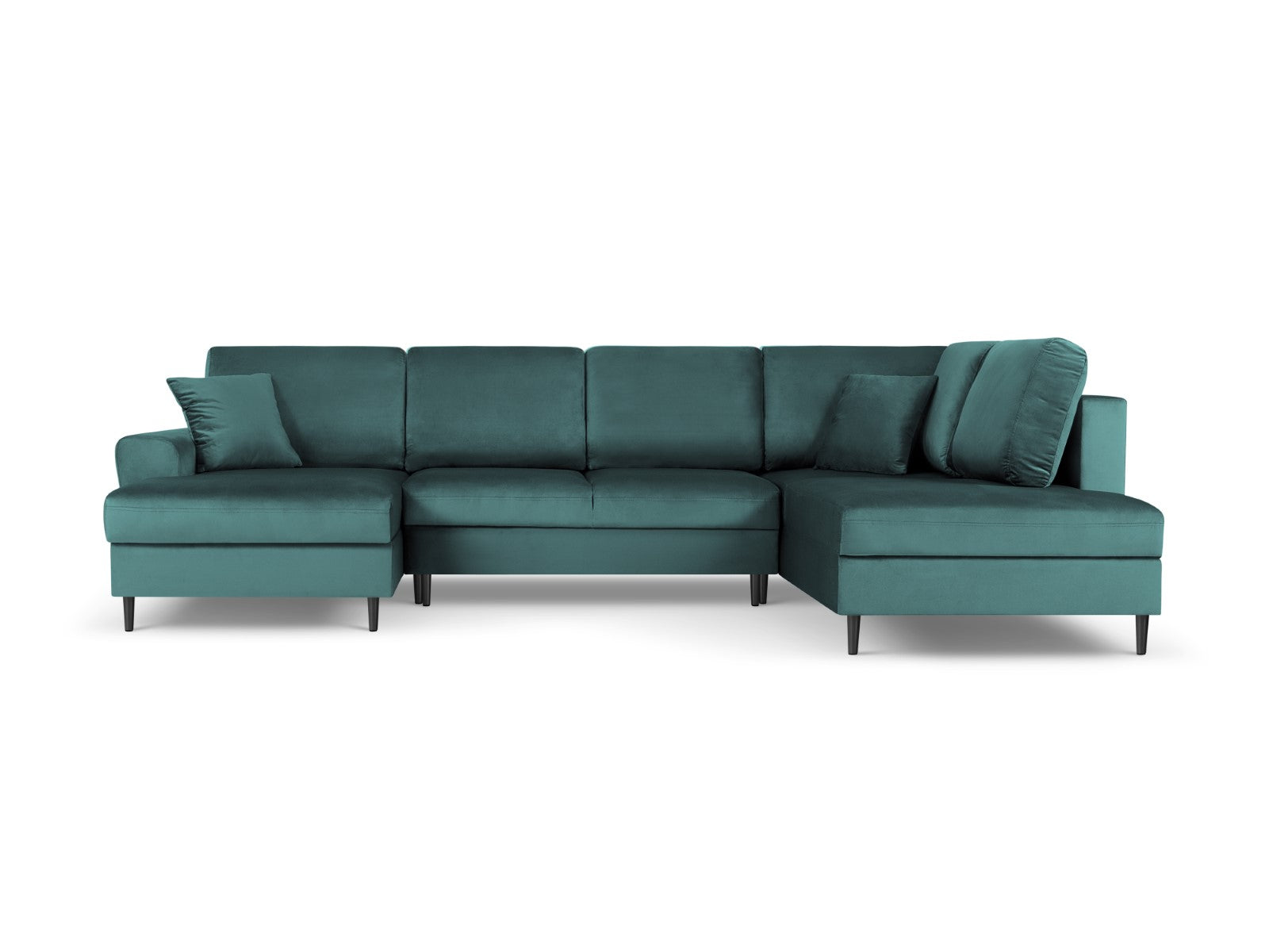 Cosmopolitan Design - Divano panoramico convertibile destro con contenitore "Kyoto" 7 posti in velluto petrolio 