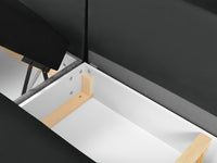 Cosmopolitan Design - Divano panoramico convertibile destro con contenitore "Kyoto" 7 posti in velluto grigio scuro 