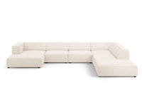 Cosmopolitan Design - Divano panoramico destro "Arendal" 7 posti in ciniglia beige chiaro 