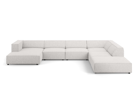 Cosmopolitan Design - Divano panoramico destro "Arendal" 7 posti in ciniglia grigio chiaro 