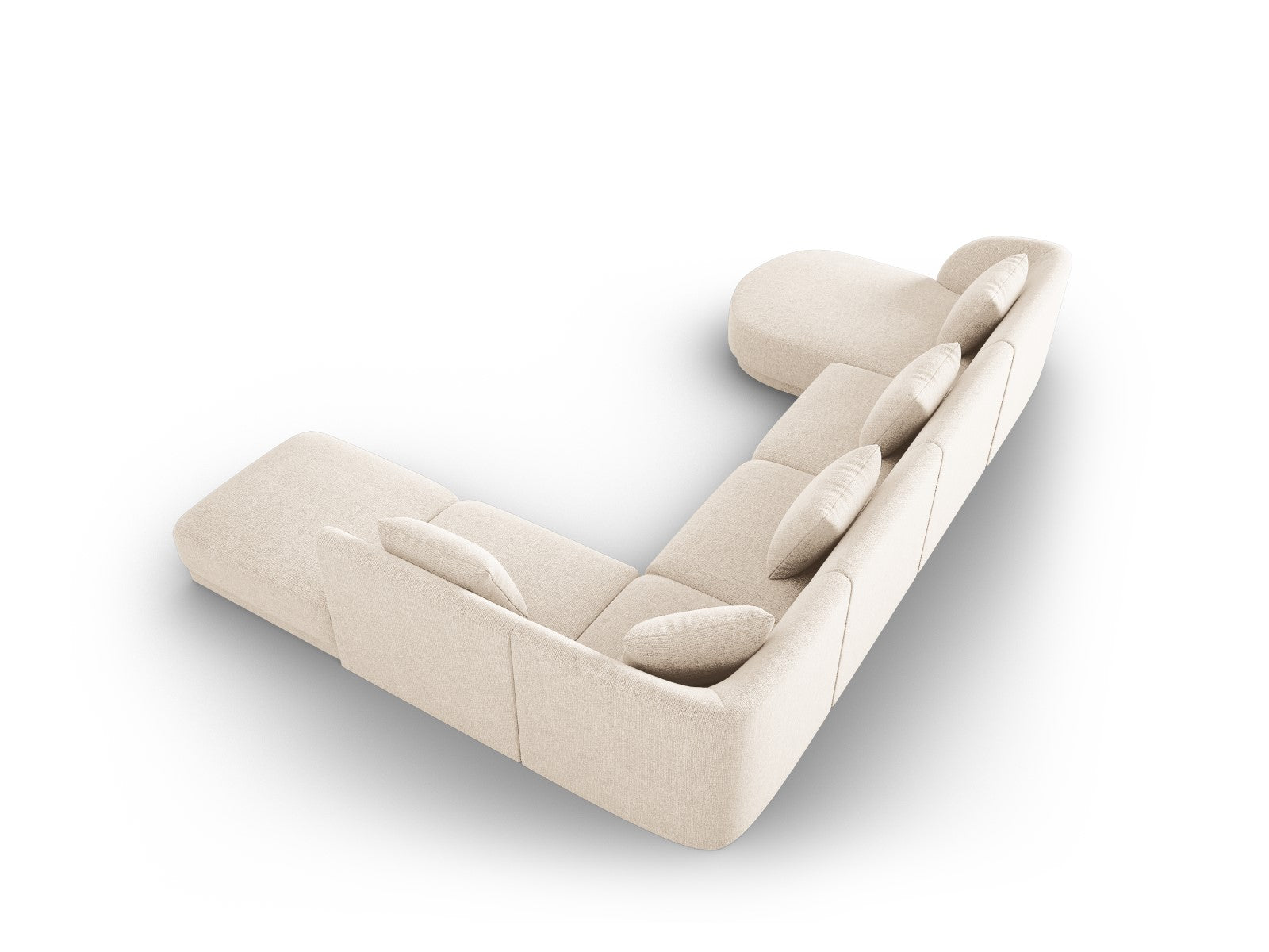 Cosmopolitan Design - Divano panoramico destro "Tulum" 6 posti in ciniglia beige chiaro 