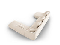 Cosmopolitan Design - Divano panoramico destro "Tulum" 6 posti in ciniglia beige chiaro 