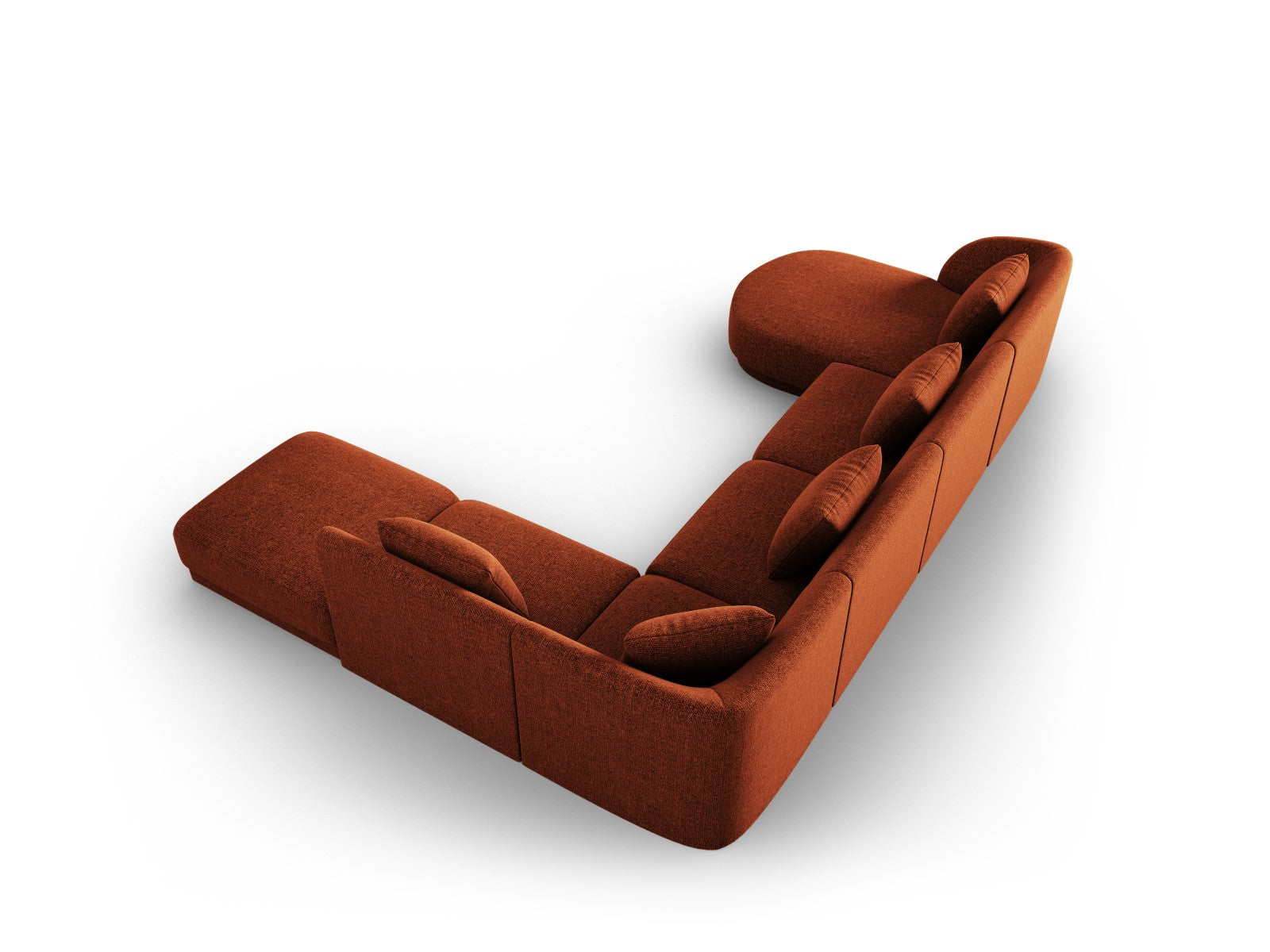 Cosmopolitan Design - Divano panoramico destro "Tulum" 6 posti in ciniglia terracotta 