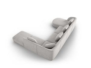 Cosmopolitan Design - Divano panoramico destro "Tulum" 6 posti in ciniglia grigio chiaro 