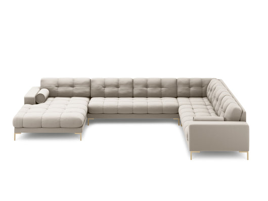 Cosmopolitan Design - Divano panoramico destro "Bali" 7 posti in tessuto strutturato beige 
