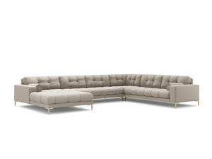 Cosmopolitan Design - Divano panoramico destro "Bali" 7 posti in tessuto strutturato beige 