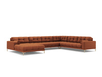 Cosmopolitan Design - Divano panoramico destro "Bali" 7 posti in tessuto strutturato mattone 