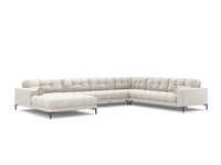 Cosmopolitan Design - Divano panoramico destro "Bali" 7 posti in tessuto strutturato beige chiaro 