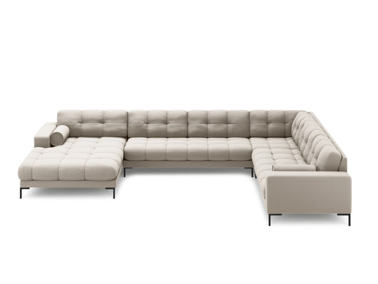 Cosmopolitan Design - Divano panoramico destro "Bali" 7 posti in tessuto strutturato beige 