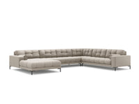 Cosmopolitan Design - Divano panoramico destro "Bali" 7 posti in tessuto strutturato beige 