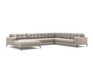 Cosmopolitan Design - Divano panoramico destro "Bali" 7 posti in tessuto strutturato beige 