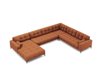 Cosmopolitan Design - Divano panoramico destro "Bali" 7 posti in tessuto strutturato mattone 