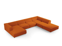 Cosmopolitan Design - Divano panoramico destro "Arendal" 7 posti in velluto terracotta 
