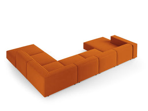 Cosmopolitan Design - Divano panoramico destro "Arendal" 7 posti in velluto terracotta 