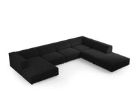 Cosmopolitan Design - Divano panoramico destro "Arendal" 7 posti in velluto nero 