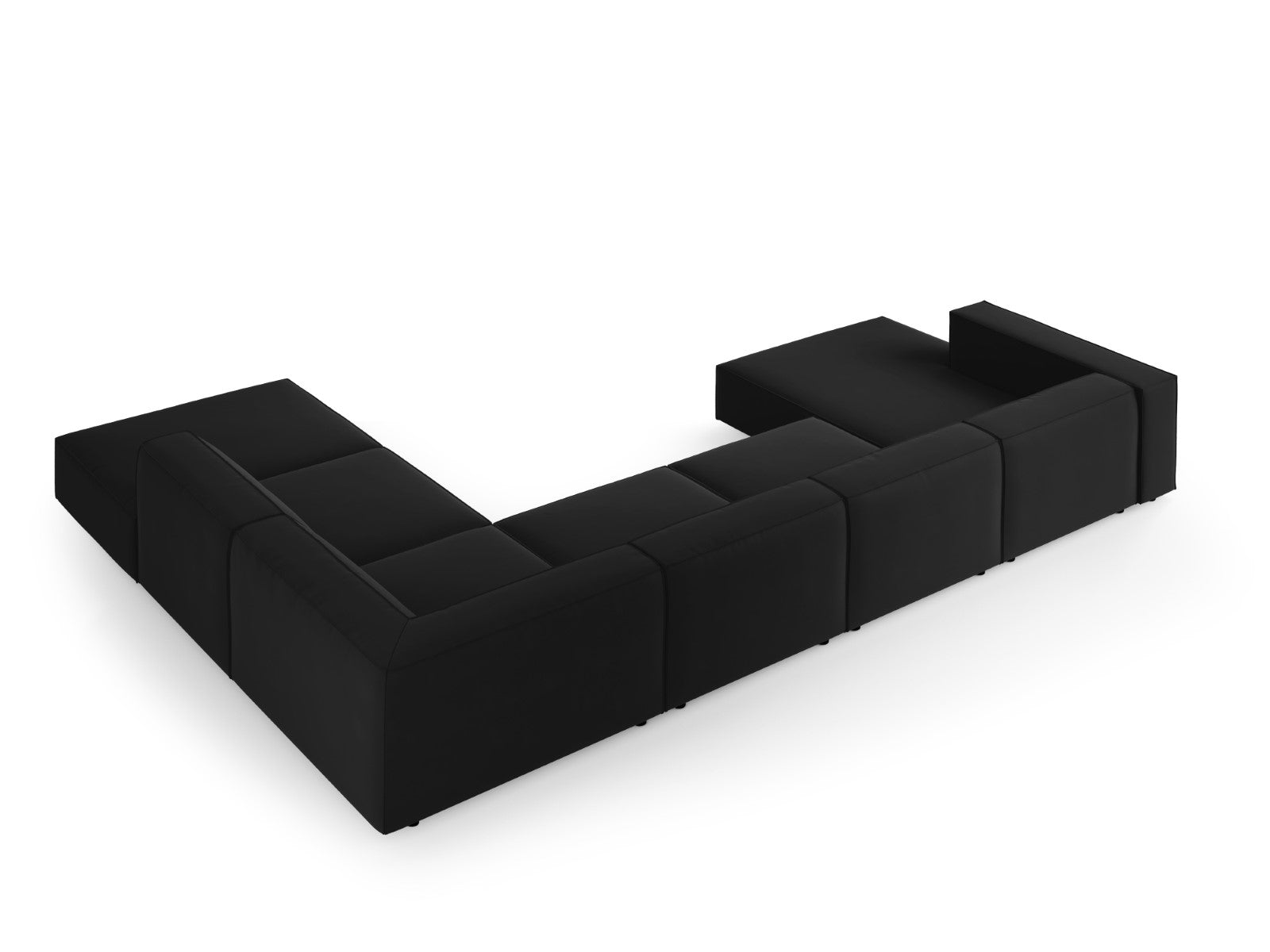 Cosmopolitan Design - Divano panoramico destro "Arendal" 7 posti in velluto nero 