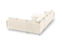 Cosmopolitan Design - Divano panoramico destro "Vienna" 7 posti in velluto beige chiaro 