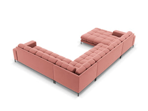 Cosmopolitan Design - Divano panoramico destro "Bali" 7 posti in velluto rosa 