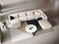 Cosmopolitan Design - Divano panoramico destro "Tulum" 6 posti in velluto beige chiaro 