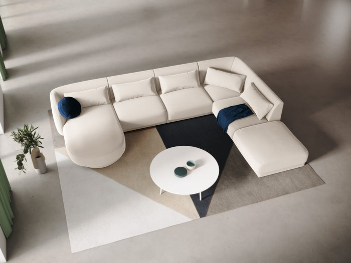 Cosmopolitan Design - Divano panoramico destro "Tulum" 6 posti in velluto beige chiaro 