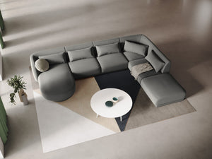 Cosmopolitan Design - Divano panoramico destro "Tulum" 6 posti in velluto grigio chiaro 