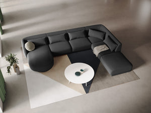 Cosmopolitan Design - Divano panoramico destro "Tulum" 6 posti in velluto grigio 