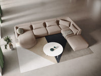 Cosmopolitan Design - Divano panoramico destro "Tulum" 6 posti in velluto beige 