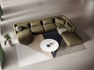 Cosmopolitan Design - Divano panoramico destro "Tulum" 6 posti in velluto verde 