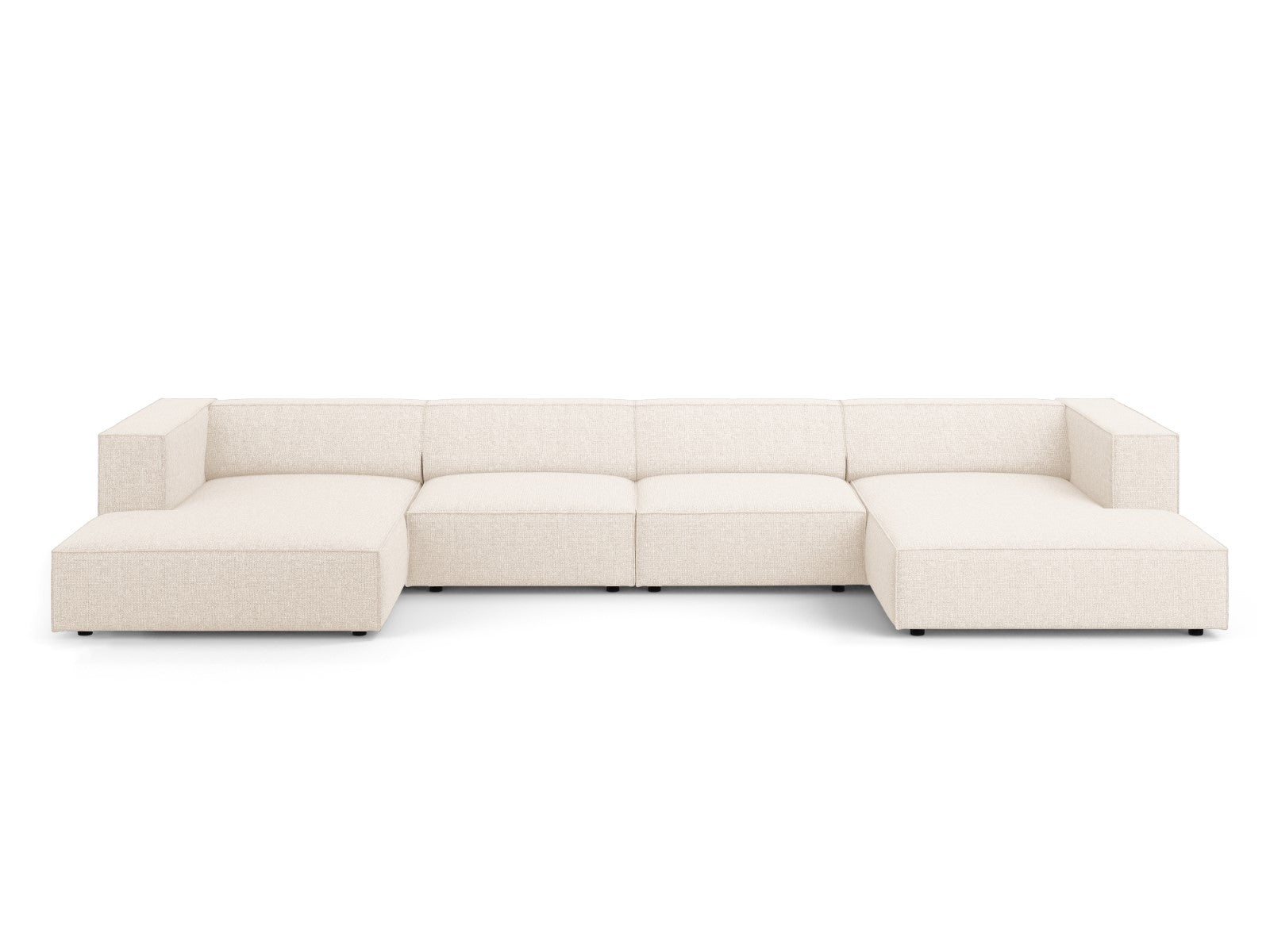 Cosmopolitan Design - Divano panoramico "Arendal" 6 posti in ciniglia beige chiaro 