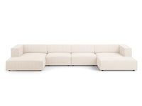 Cosmopolitan Design - Divano panoramico "Arendal" 6 posti in ciniglia beige chiaro 