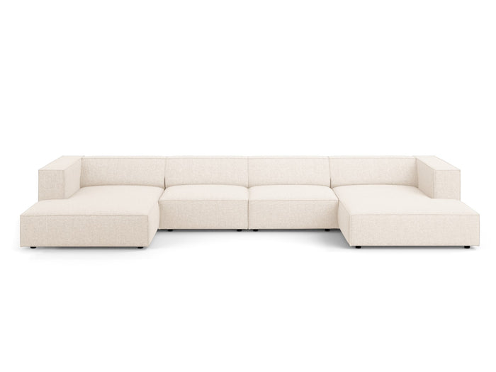Cosmopolitan Design - Divano panoramico "Arendal" 6 posti in ciniglia beige chiaro 