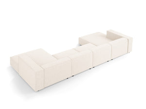 Cosmopolitan Design - Divano panoramico "Arendal" 6 posti in ciniglia beige chiaro 