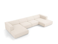 Cosmopolitan Design - Divano panoramico "Arendal" 6 posti in ciniglia beige chiaro 